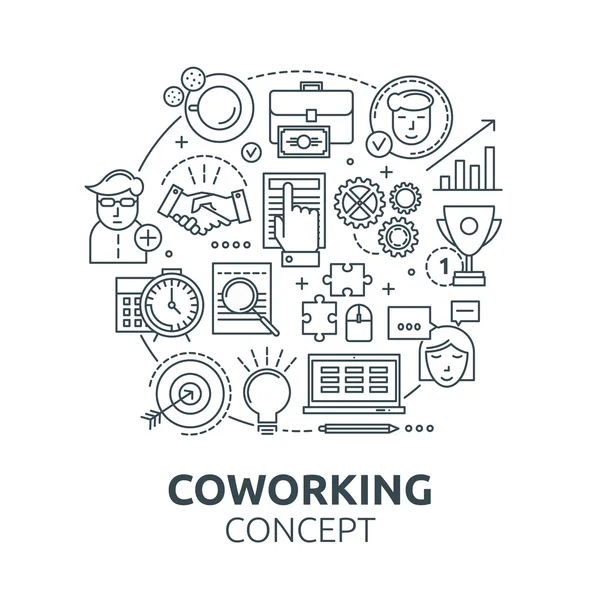 Coworking Round Composition — Stock Vector