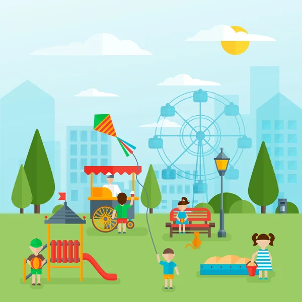 Parco giochi Flat Concept — Vettoriale Stock