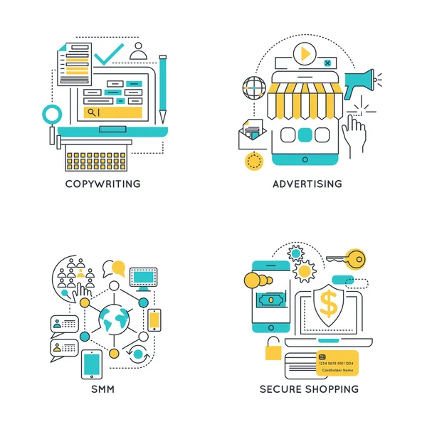 Линейные композиции цифрового маркетинга — стоковый вектор