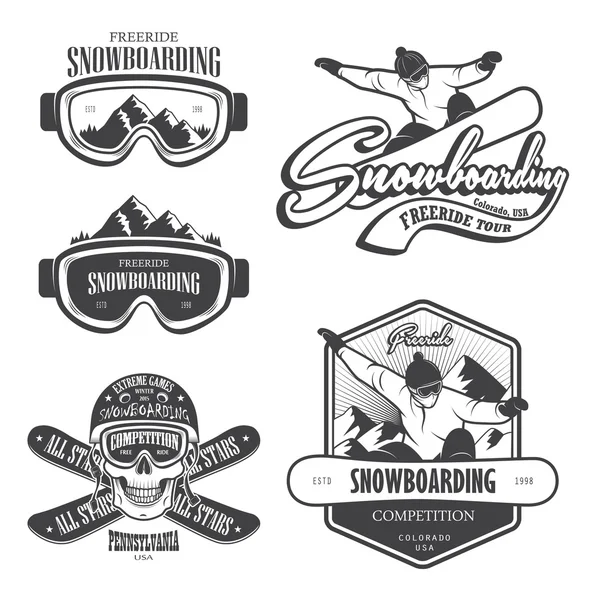 Uppsättning snowboard emblem, etiketter och designade element. Set 2 — Stock vektor