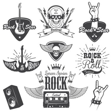 Set of rock and roll music emblems. set 2 clipart