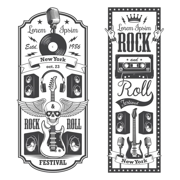 2 rock and roll music flayer covers. — Stock Vector