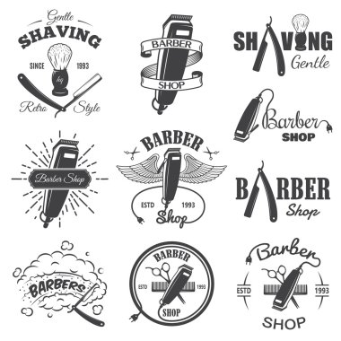 Second set of vintage barber shop emblems. clipart