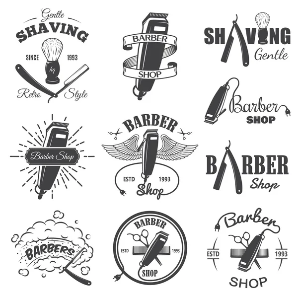 Andra set vintage barber shop emblem. — Stock vektor