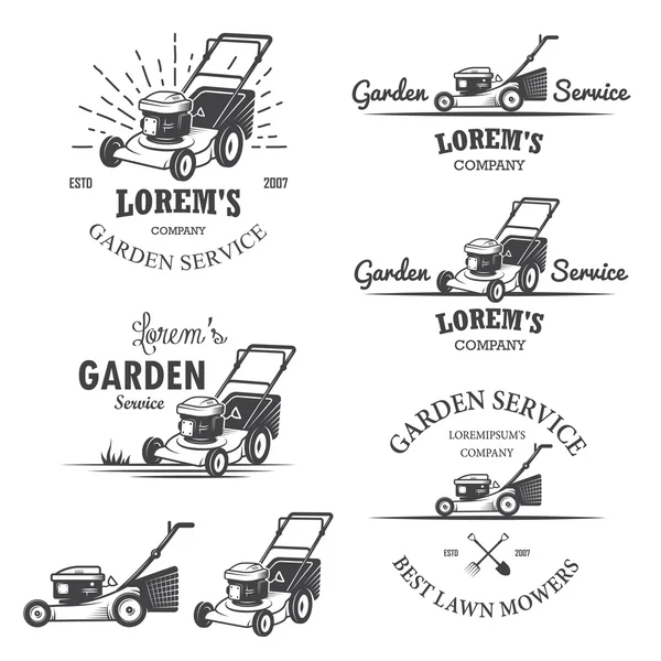Uppsättning av vintage trädgård service emblem. — Stock vektor