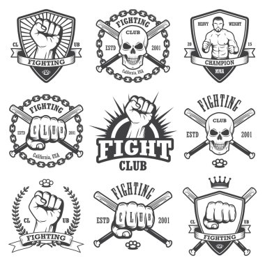 Set of cool fighting club emblems. clipart