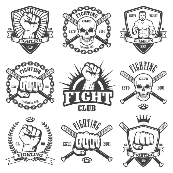 Conjunto de emblemas de club de lucha fresco . — Archivo Imágenes Vectoriales