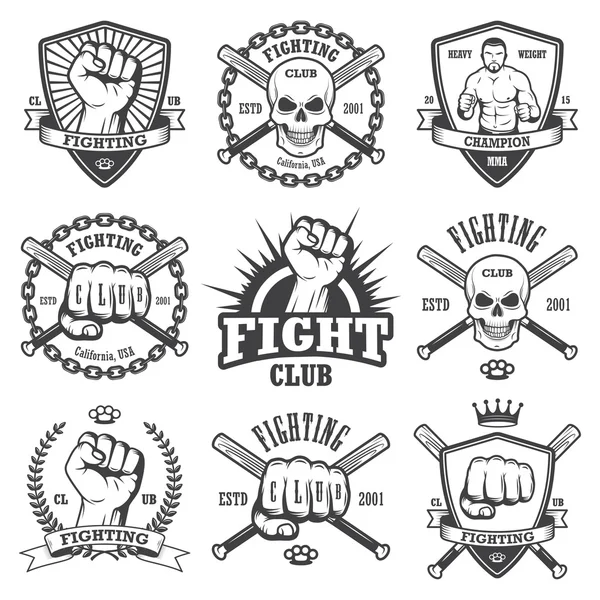 Set of cool fighting club emblems. Royalty Free Stock Illustrations