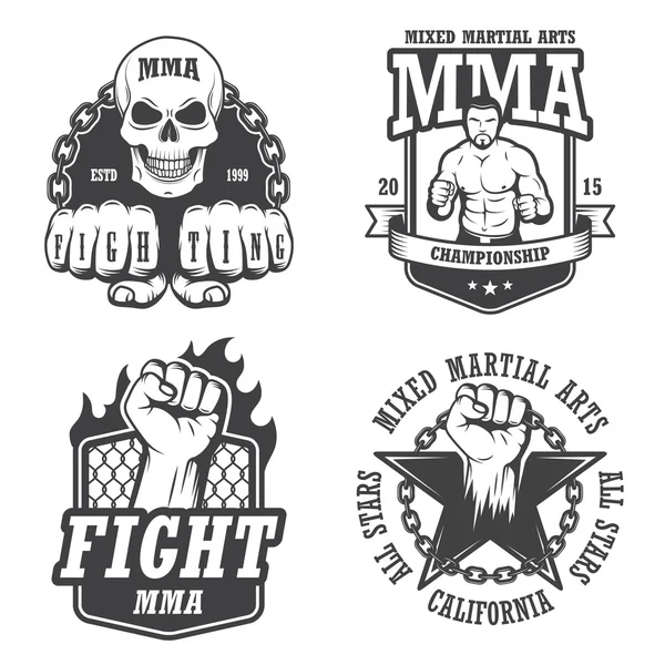 Set of four mma emblems Royalty Free Stock Illustrations
