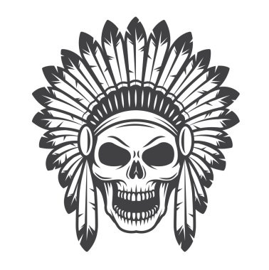 Illustration of american indian skull clipart