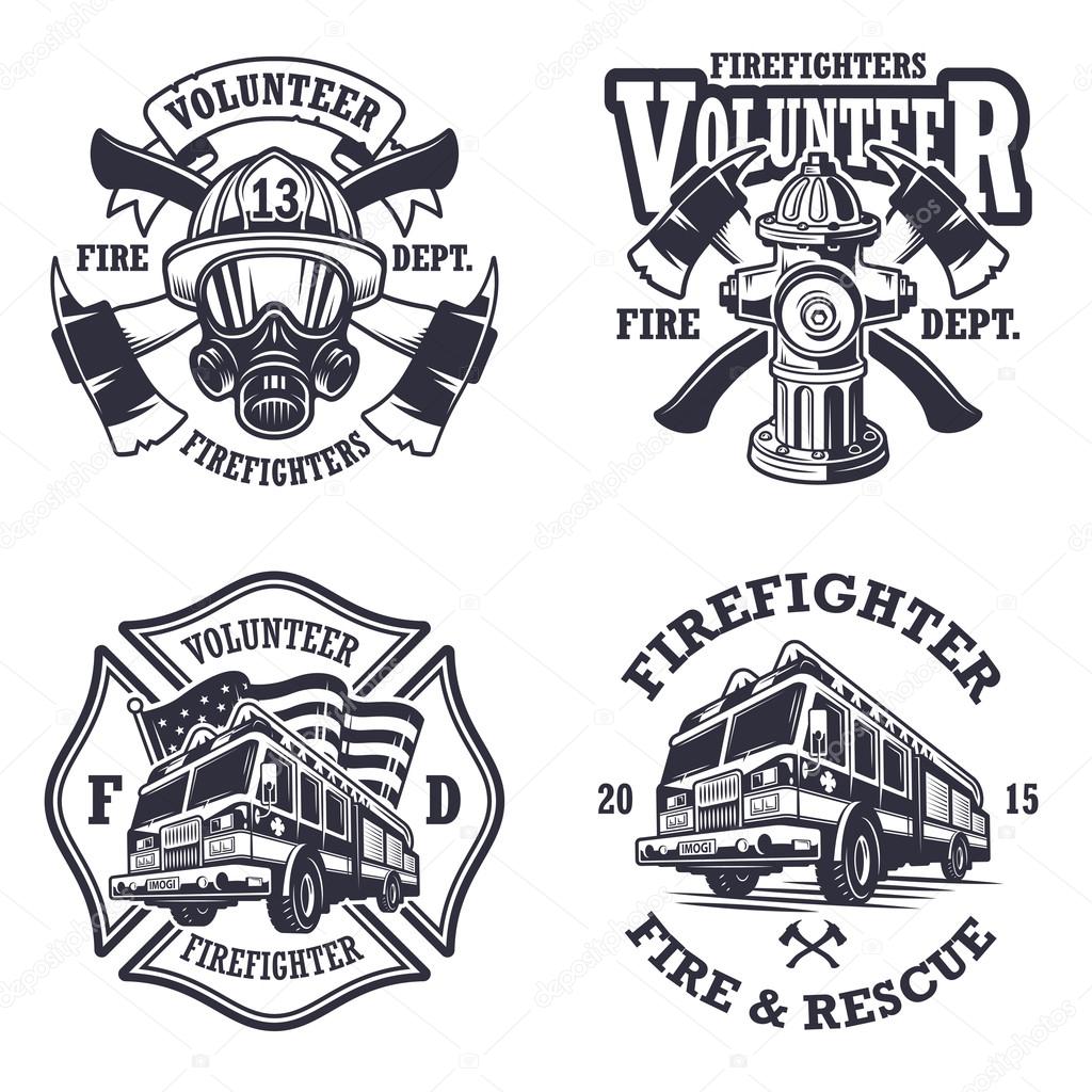 Set of firefighter emblems