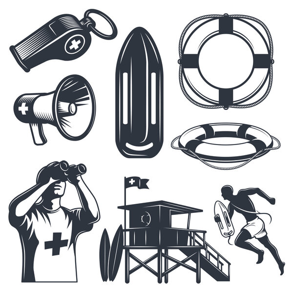 Set of vintage lifeguard elements