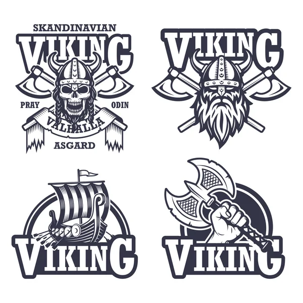 Set of viking emblems — Stock Vector