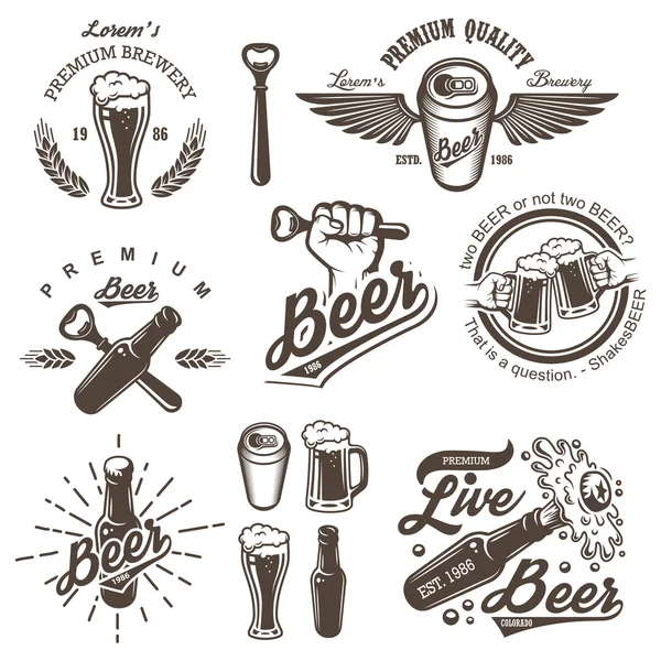 Set van vintage bier brouwerij emblemen — Stockvector