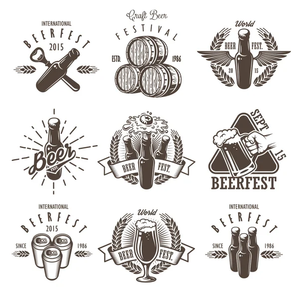 Set of vintage beer festival emblems — Stock Vector