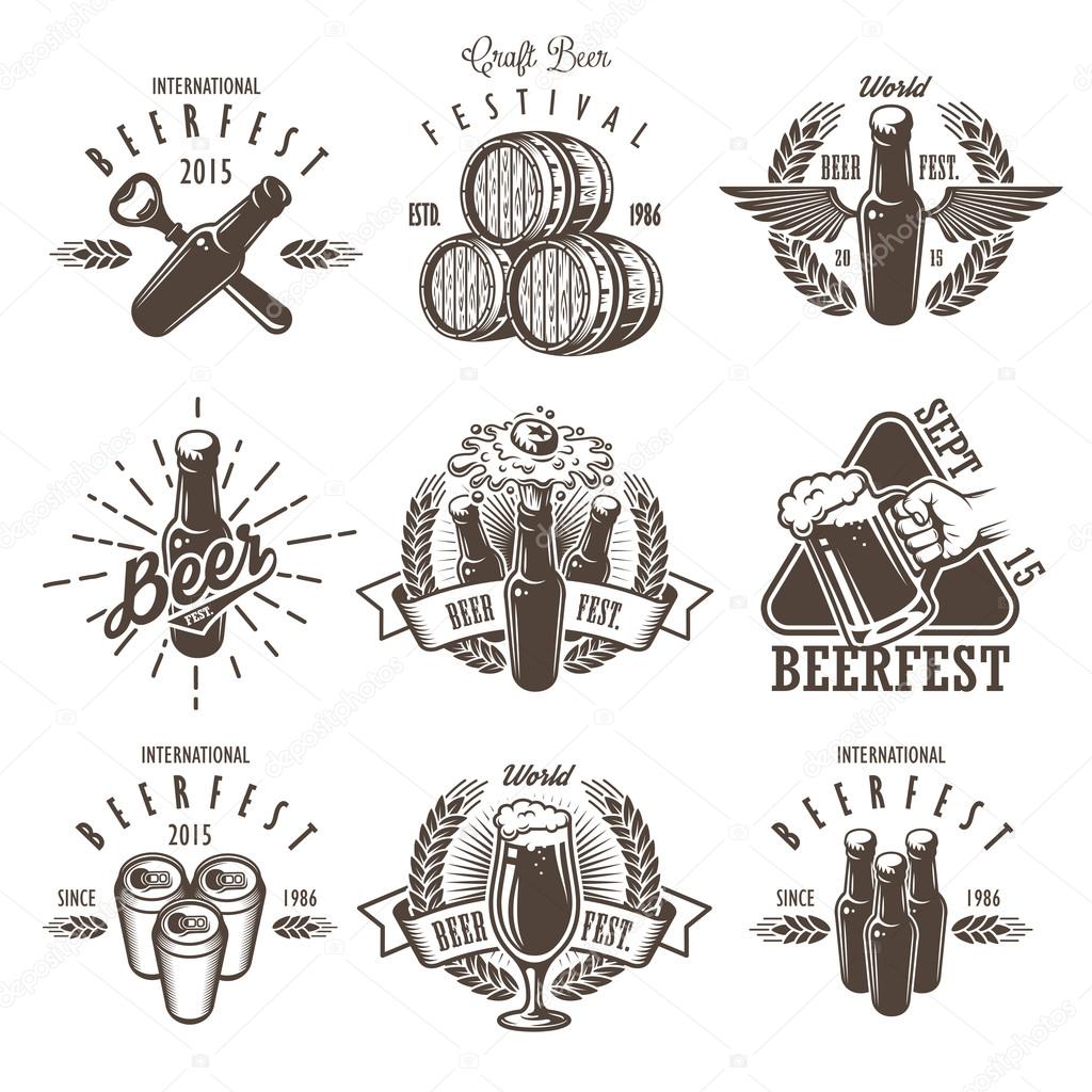 Set of vintage beer festival emblems