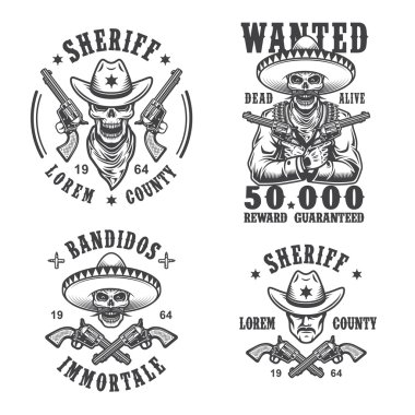 Şerif ve haydut Amblemler kümesi