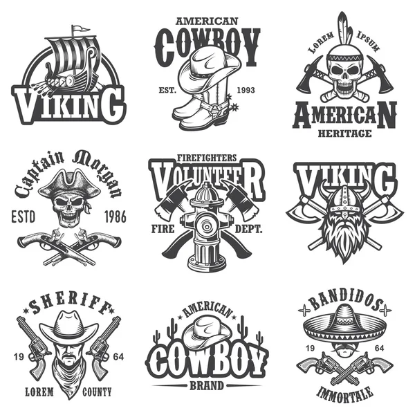 Conjunto de emblemas de estilo de vida vintage — Vector de stock