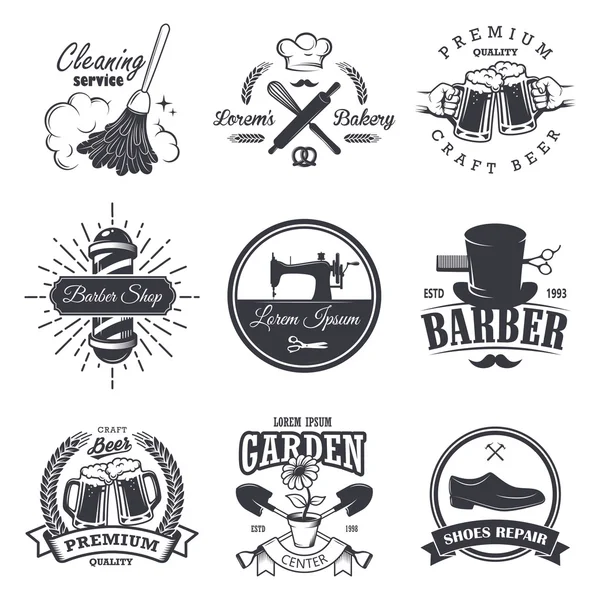 Conjunto de emblemas de taller vintage — Vector de stock