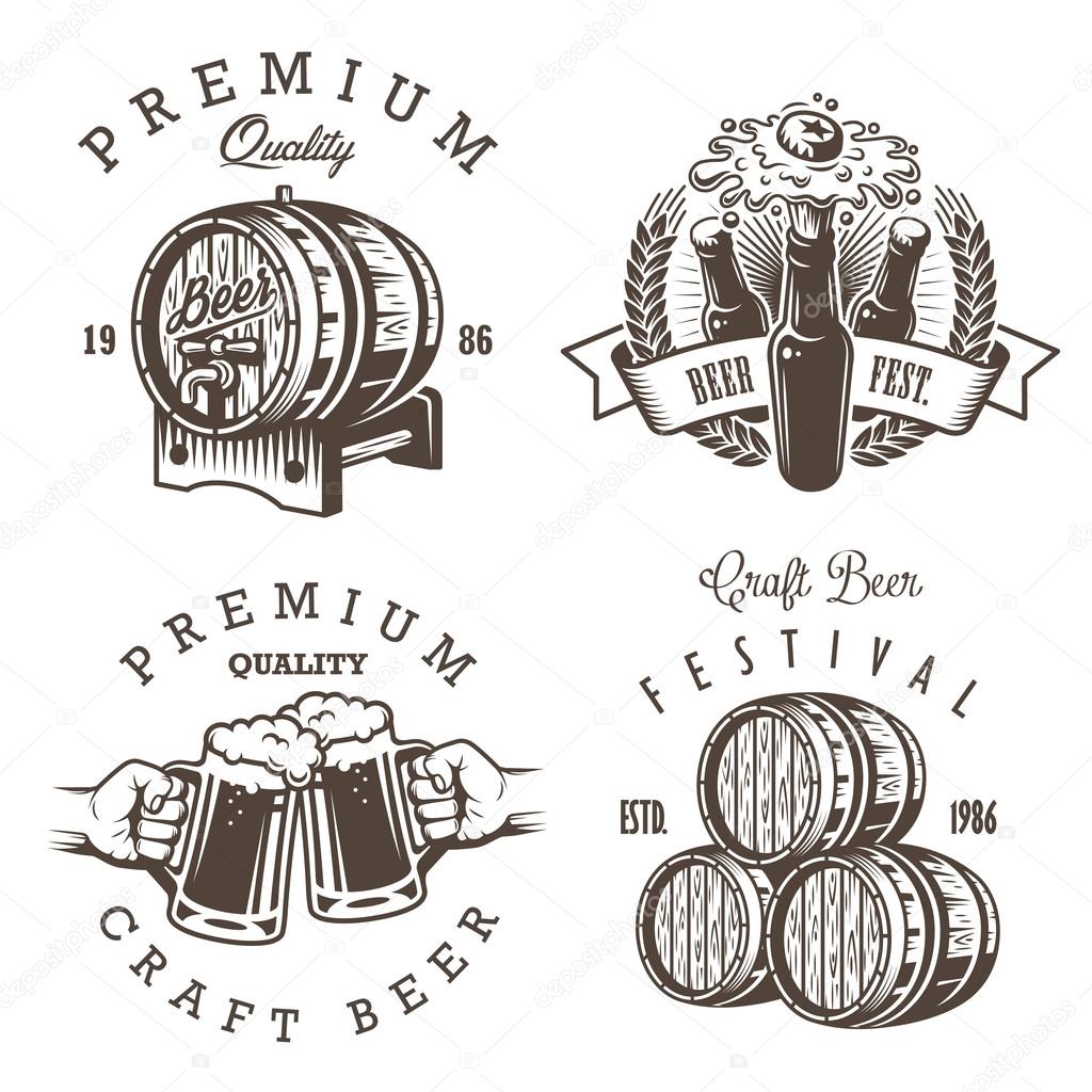 Set of vintage beer brewery emblems