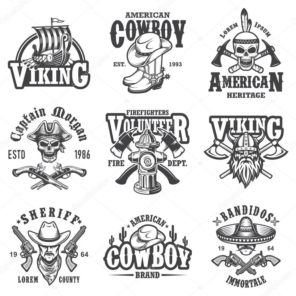 Set of vintage lifestyle emblems, labels, badges, logos. Monochrome style