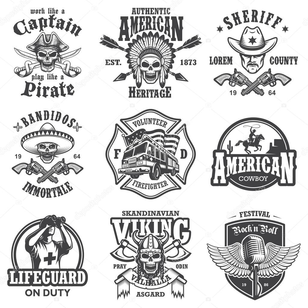 Set of vintage lifestyle emblems, labels, badges, logos. Monochrome style