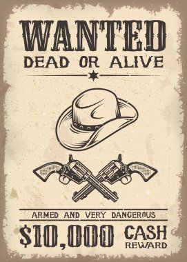 Vitage wild west wanted poster clipart