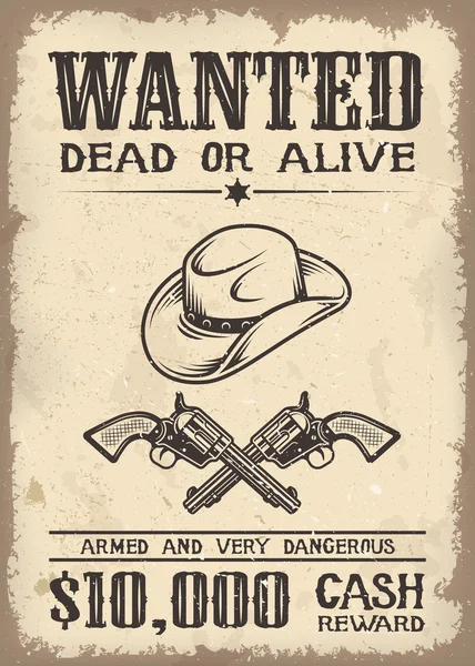 Vitage wild west affiche recherchée — Image vectorielle