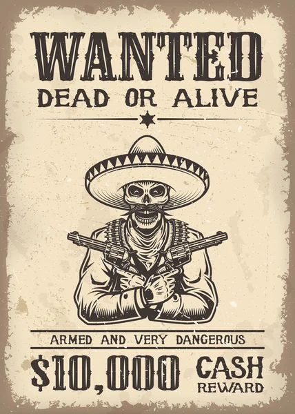 Vitage Wild West queria cartaz — Vetor de Stock