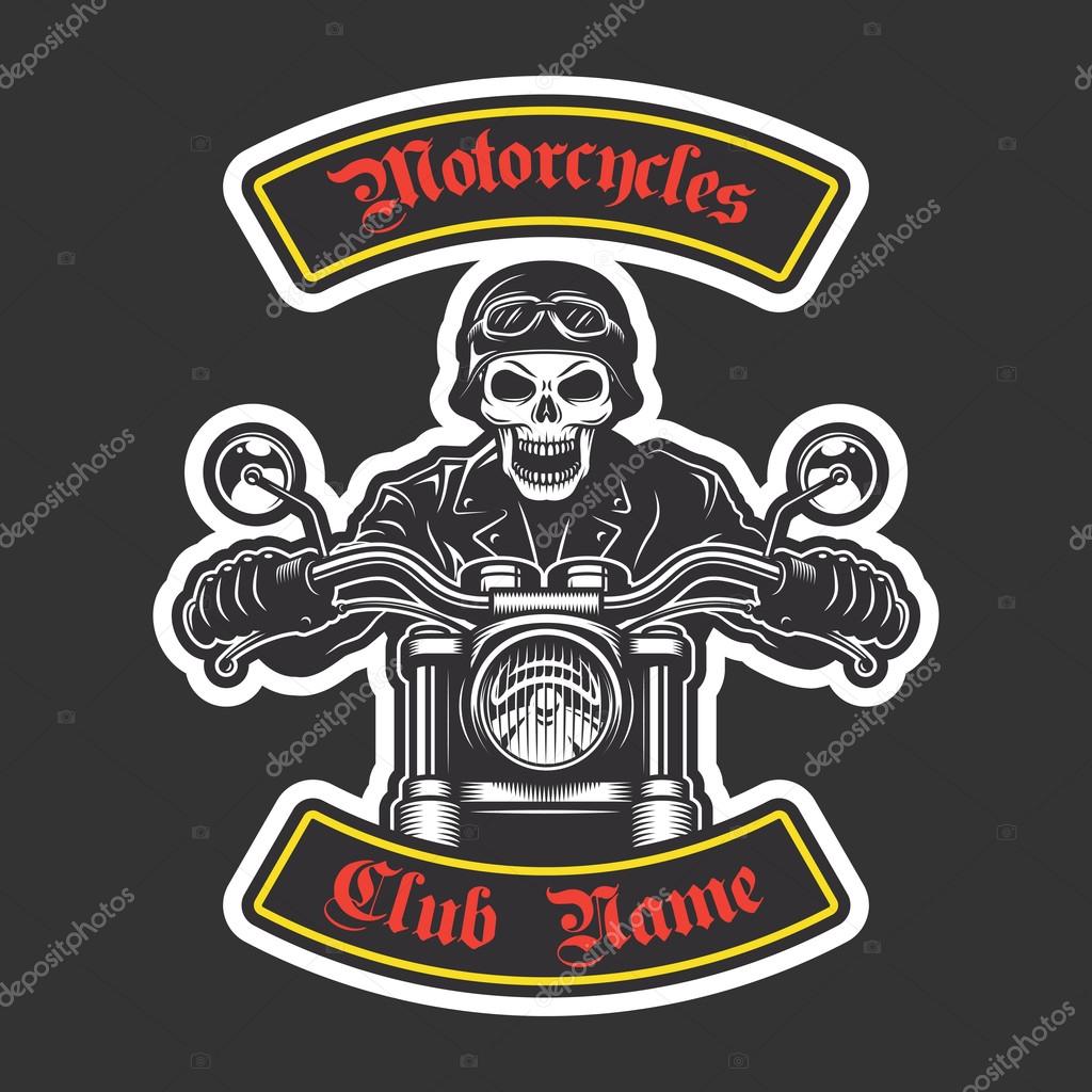 Classic biker embroidery for jacket. Motorcycle theme