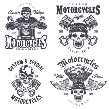 Vintage motosiklet Amblemler kümesi