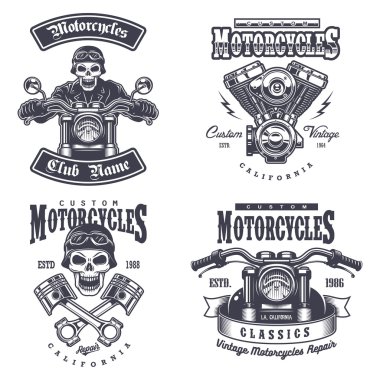 Vintage motosiklet Amblemler kümesi