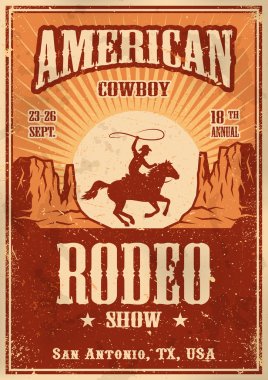 American cowboy rodeo poster clipart