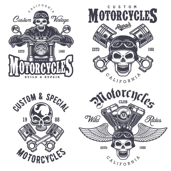 Set of vintage motorcycle emblems — Stock Vector