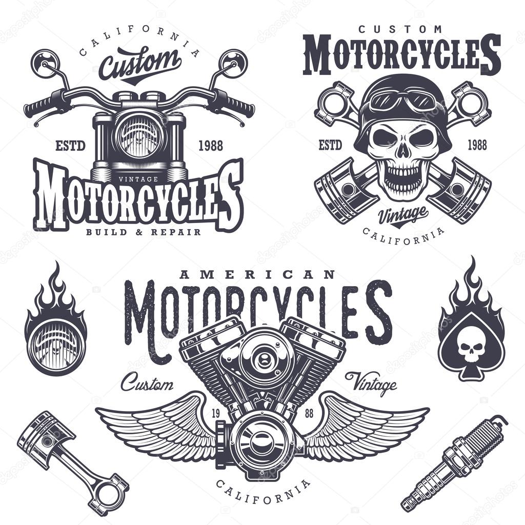 Set Of Vintage Motorcycle Emblems Stock Vector By ©mogil 86768722