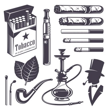 Set of vintage smoking tobacco elements