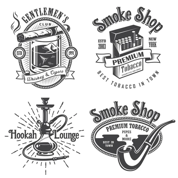 Set of vintage tobacco smoking emblems — Stock Vector