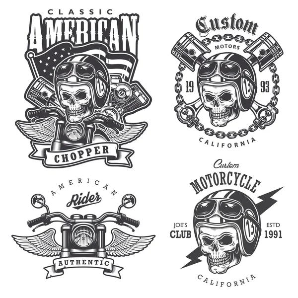 Conjunto de impresiones de camiseta de moto Vintage — Vector de stock