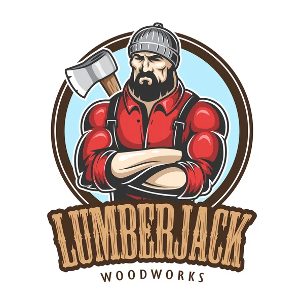 Vector illustration of lumberjack emblem — Stock Vector