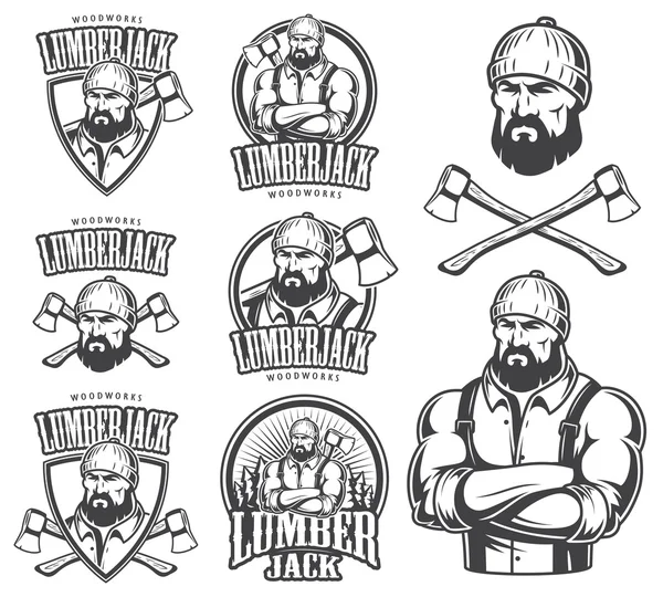 Vector illustration of lumberjack emblems — Stock Vector