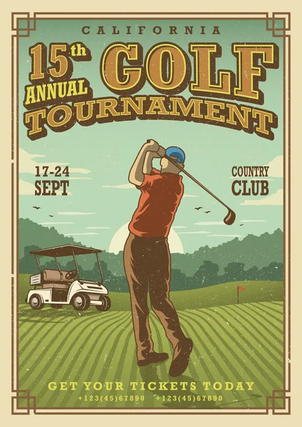 Cartel de golf Vintage — Archivo Imágenes Vectoriales