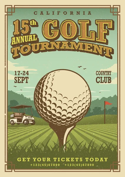 Vintage golf poster — Stok Vektör