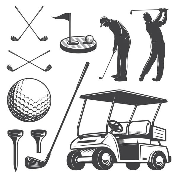 Ensemble d'éléments de golf vintage — Image vectorielle