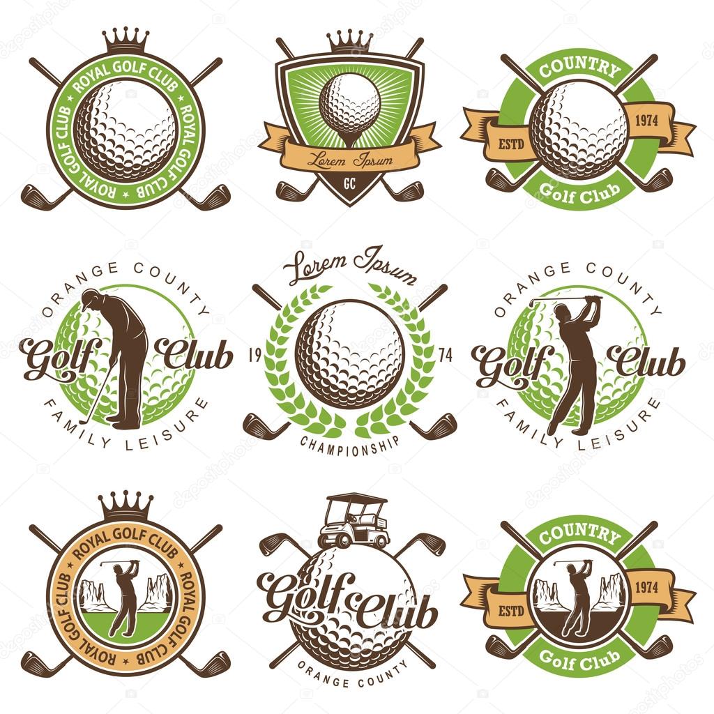 Set of vintage golf emblems,labels, badges and logos