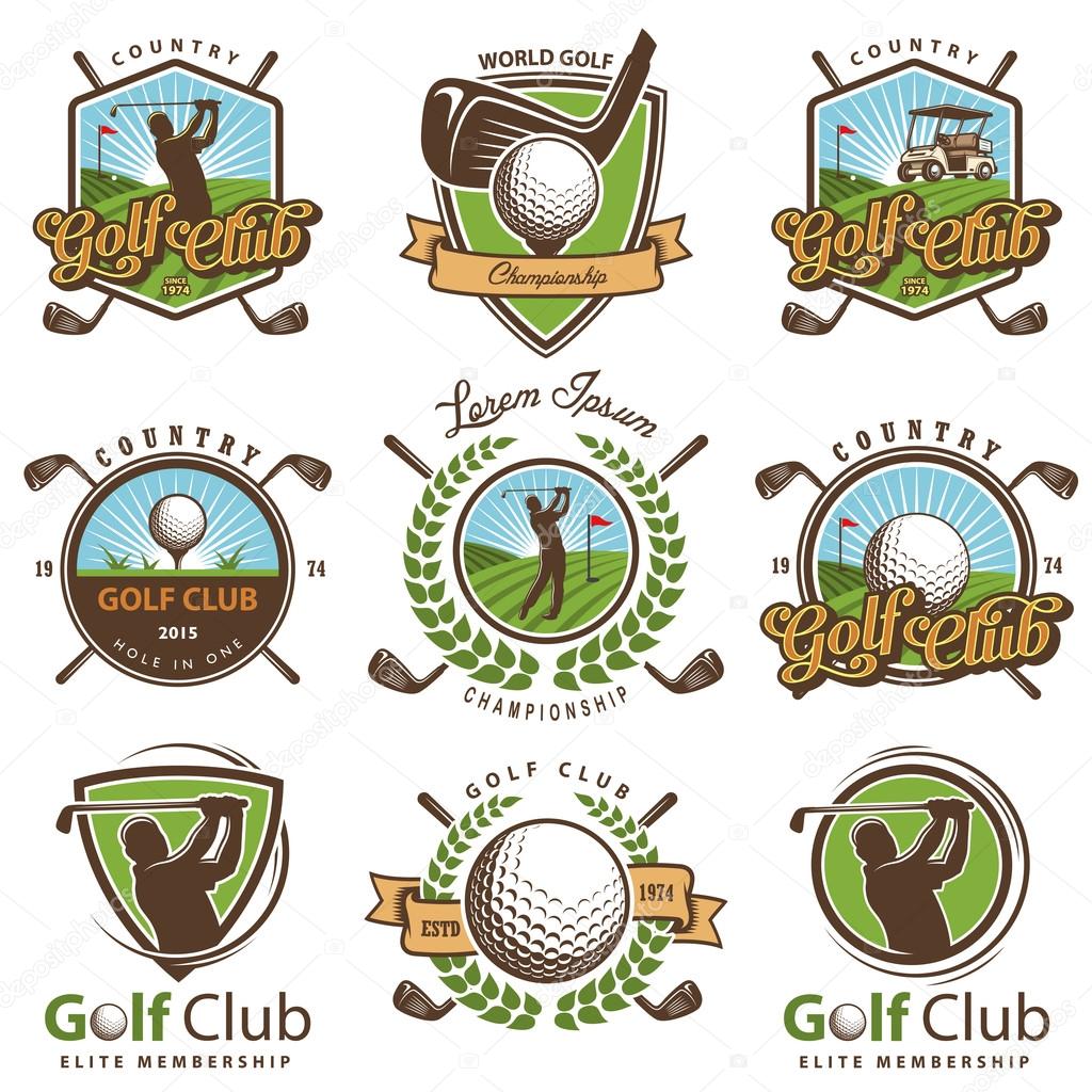 Set of vintage golf emblems,labels, badges and logos