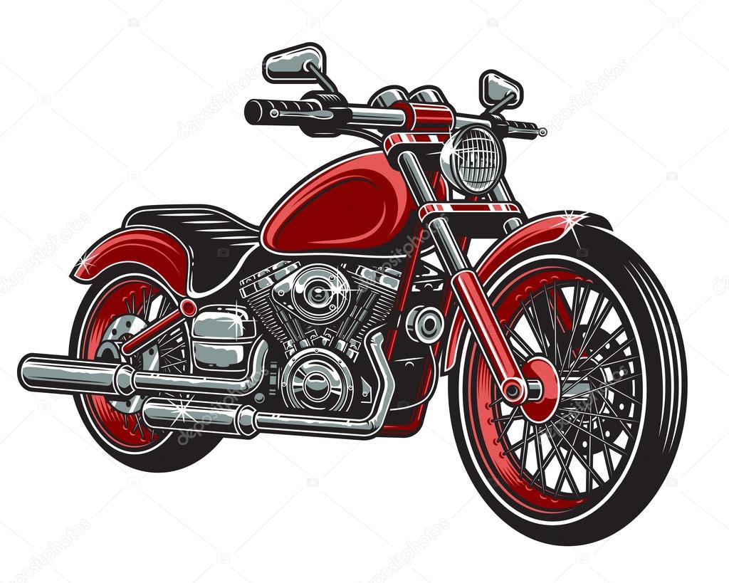 Vector illustration of red color motorcycle