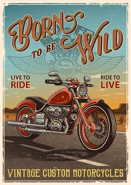 Vintage motosiklet poster — Stok Vektör