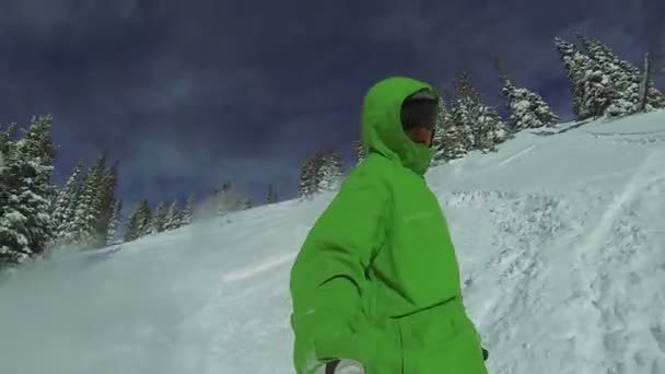 Punto di vista Snowboard estremo, Sport invernali HD — Video Stock