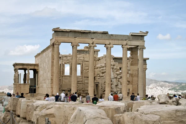 Kariatidák, erechtheum templom a Akropolisz Athén, Görögország — Stock Fotó