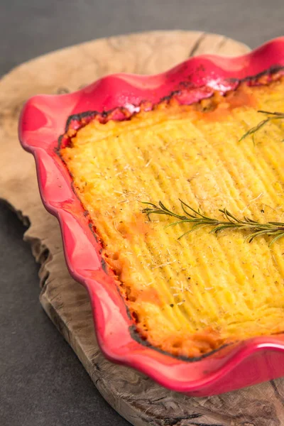 Shepherd\'s pie with lentils, carrots, celery, and potatoes. Vegan version. Traditional Homemade Casserole - Shepherds Pie.